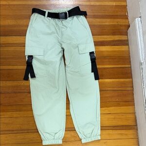 Forever 21 Mint Green Cargo Pants with Black Accents